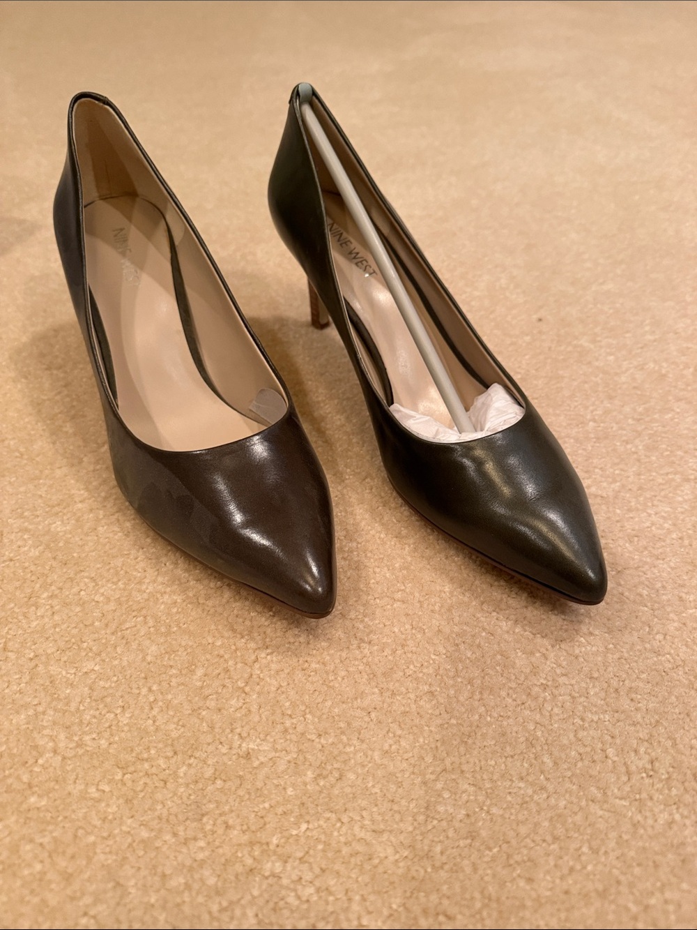Nine West Olive Greeb Pointed-Toe Leather Pumps